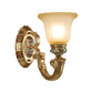 Frendorf | 1/2-Licht Wandleuchte Retro Wohnzimmerlampe mit Glocken-frostitzer Glaskuppel in Gold