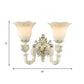 Frendorf | 1/2-Head Elfenbeinglas Wandlampe Traditionelle Weiße Glockenförmige Schlafzimmer Wandlicht Kit