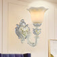 Frendorf | 1/2-Head Elfenbeinglas Wandlampe Traditionelle Weiße Glockenförmige Schlafzimmer Wandlicht Kit