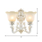 Frendorf | 1/2-Birnen Scalloped-Trim Glockenwandlampe Traditionell Weiß-Gold Mattglas Wandmontagebeleuchtung