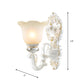 Frendorf | 1/2-Birnen Scalloped-Trim Glockenwandlampe Traditionell Weiß-Gold Mattglas Wandmontagebeleuchtung