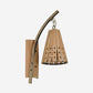 Bamboo konische Schirm Wandbeleuchtung mit hohler Gestaltung Lodge Stil 1-Kopf Holz Wandlampe für Schlafzimmer, links/rechts