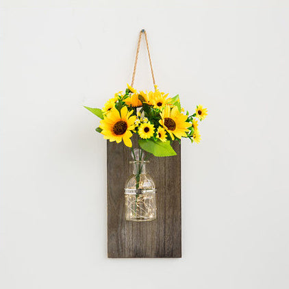 Frendorf | Daisy/Rose Accent Hangende Wandlamp Moderne Heldere Glazen Pot String Licht met Houten Achterplaat