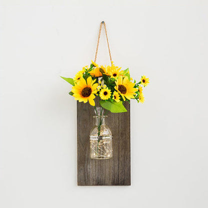 Frendorf | Daisy/Rose Accent Hangende Wandlamp Moderne Heldere Glazen Pot String Licht met Houten Achterplaat