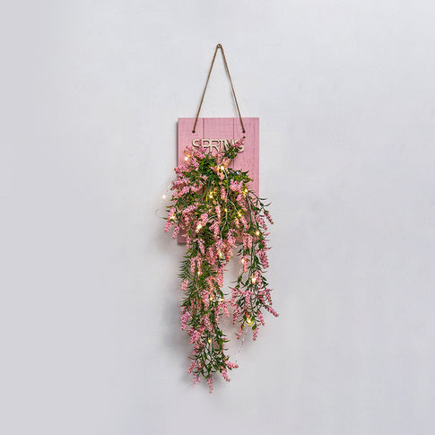 Florale Wand-Lichterkette für Café Rustikaler Glaslampenschirm Funkellicht mit pinker Rückwand