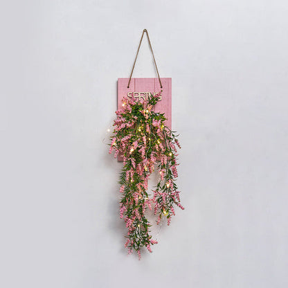 Florale Wand-Lichterkette für Café Rustikaler Glaslampenschirm Funkellicht mit pinker Rückwand