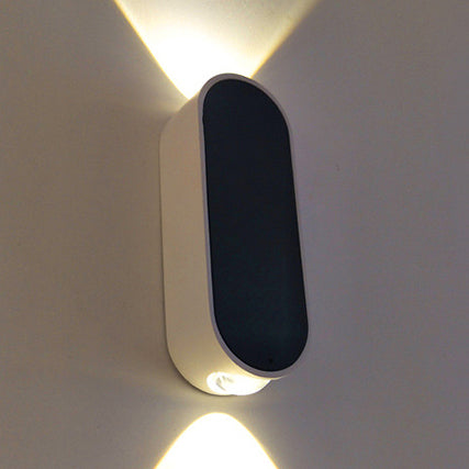Einfache stilvolle ovale Wandleuchte Aluminium LED Schlafzimmer Wandmontierte Lampe in Schwarz, Warm/Weiß Licht