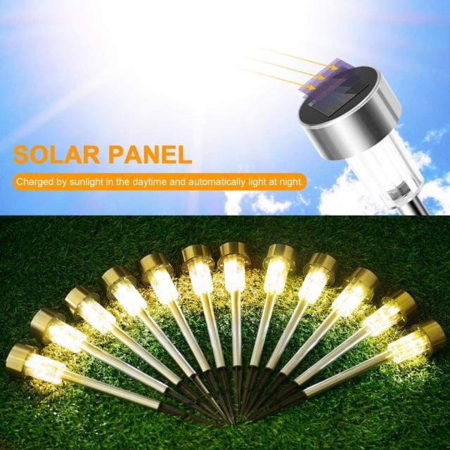 Frendorf | 12 Stück LED Solar Gartenbetriebslicht