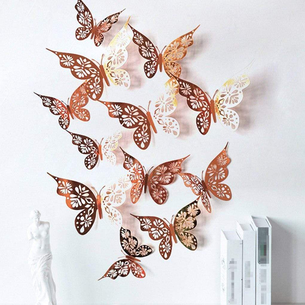 Frendorf | 12 Stück/Set Hohlraum Papier Schmetterlingsaufkleber