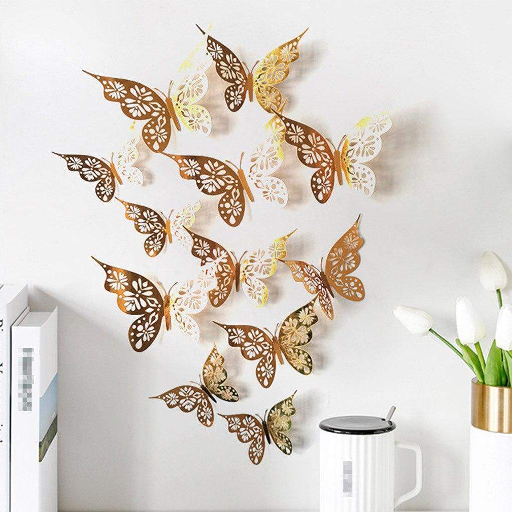 Frendorf | 12 Stück/Set Hohlraum Papier Schmetterlingsaufkleber