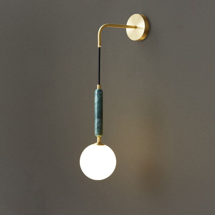 Frendorf | Marbelis Sphere LED Wandleuchte | Moderner Luxus | Marmor-Arm & Kugelschirm | Dekorative Beleuchtung