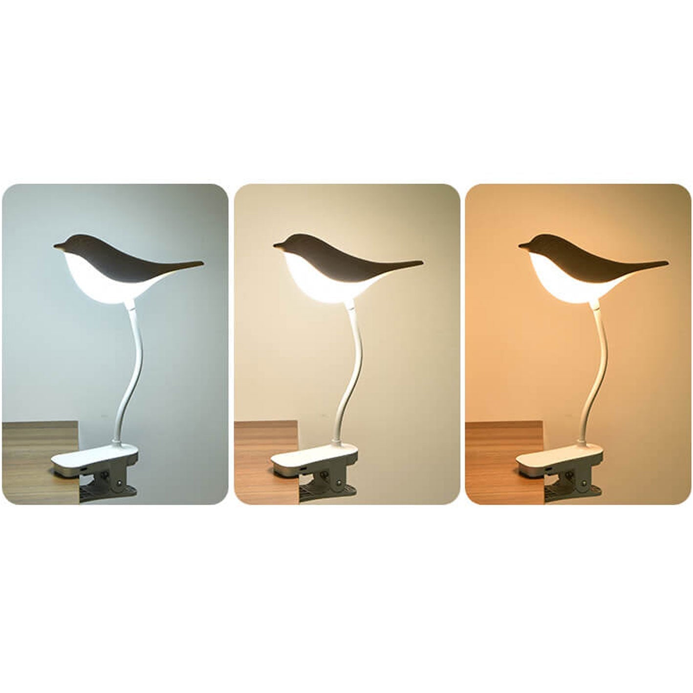 Frendorf | BrightBird Nordic LED Tischlampe | USB-Ladung | Nachtlicht mit Vogelclip | Modernes Design