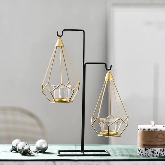 Frendorf | GeoLume Geometrischer Hängender Kerzenhalter oder Vase aus Eisen | Modernes Design | Vielseitige Deko