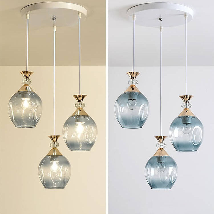 Frendorf | AuroSphere Gradient Glas Pendelleuchte | 1/3 Lichter | Insellicht | Modernes Design für Esszimmer & Küche