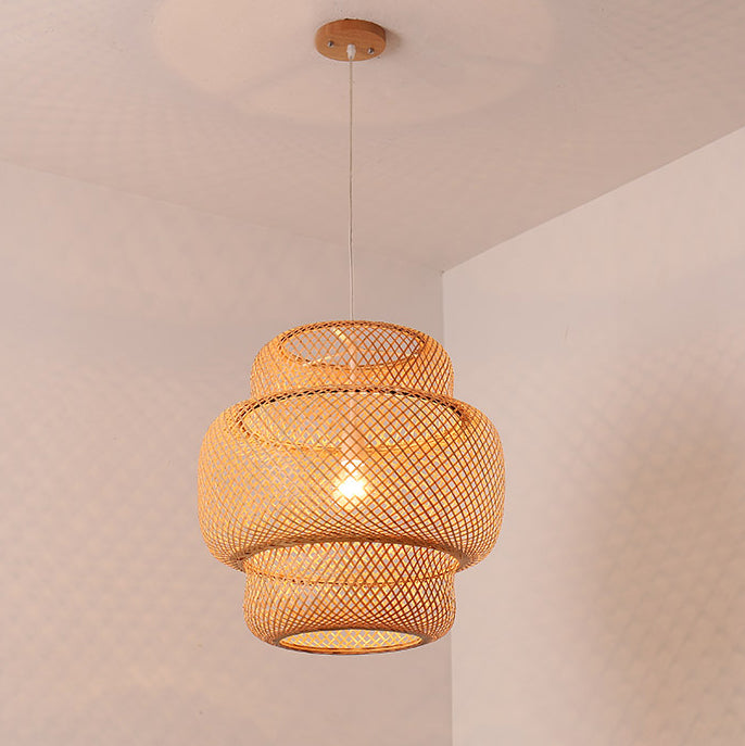 Frendorf | Zenoku Bambus Hängeleuchte | Traditionelles Design | Natürliche Eleganz | Beleuchtung fürs Wohnzimmer