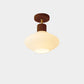 Frendorf | GlowLoom Nordic Oval Deckenleuchte | Holzstreifen Glasdesign | Halbrunde LED Lampe | Moderne Beleuchtung