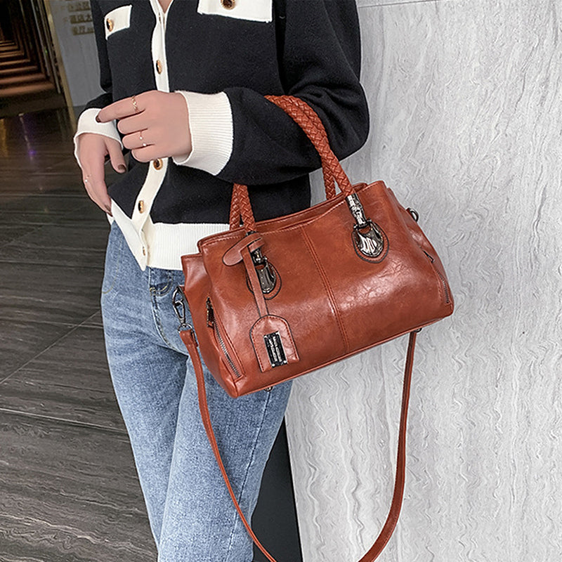 Frendorf | Neue Handtaschen aus Ölwachsleder Boston, große Tragetasche aus weichem Leder