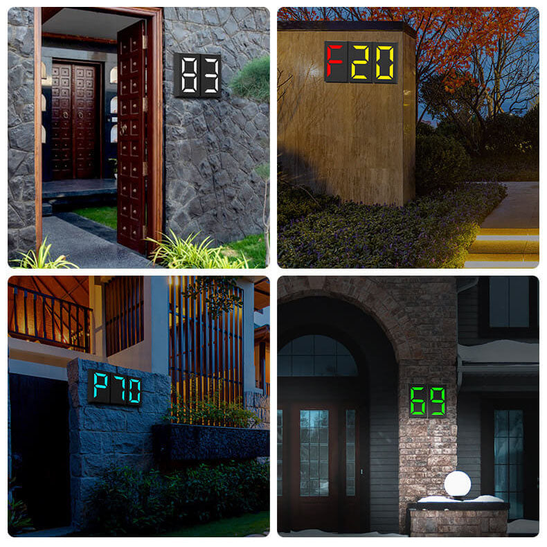 Frendorf | LumenSign Solar LED Wandleuchte | Türschild mit RGB-Beleuchtung | Außenleuchte | Modernes Design