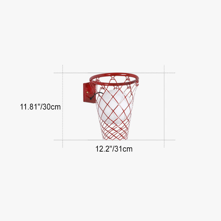 Frendorf | Slamora Kinder Wandleuchte | Basketballkorb Design | Glas & Metall | Art Déco Stil | Schlafzimmerlicht