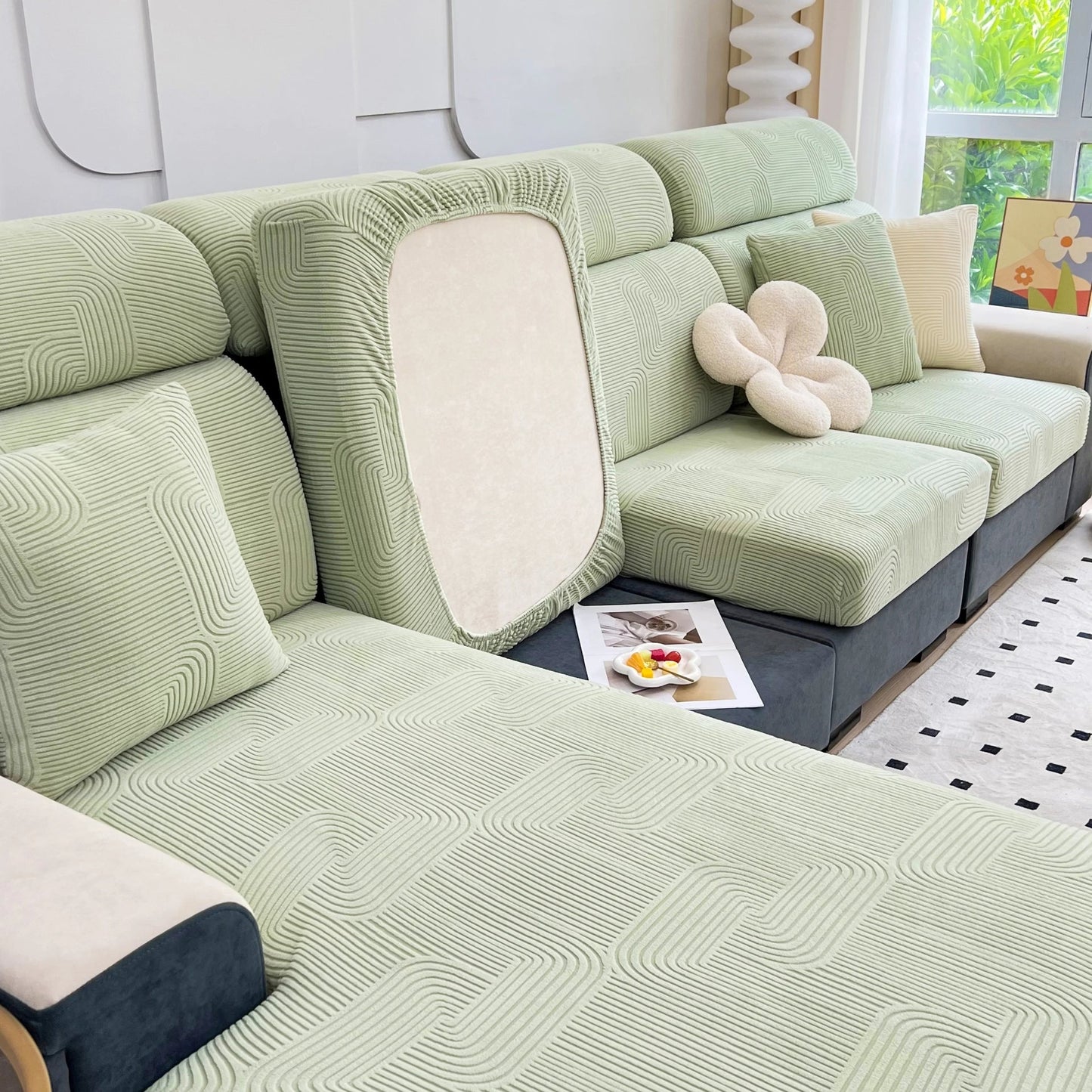Elegance Ecksofa-Schutzhülle dehnbarer Couchkissenbezug