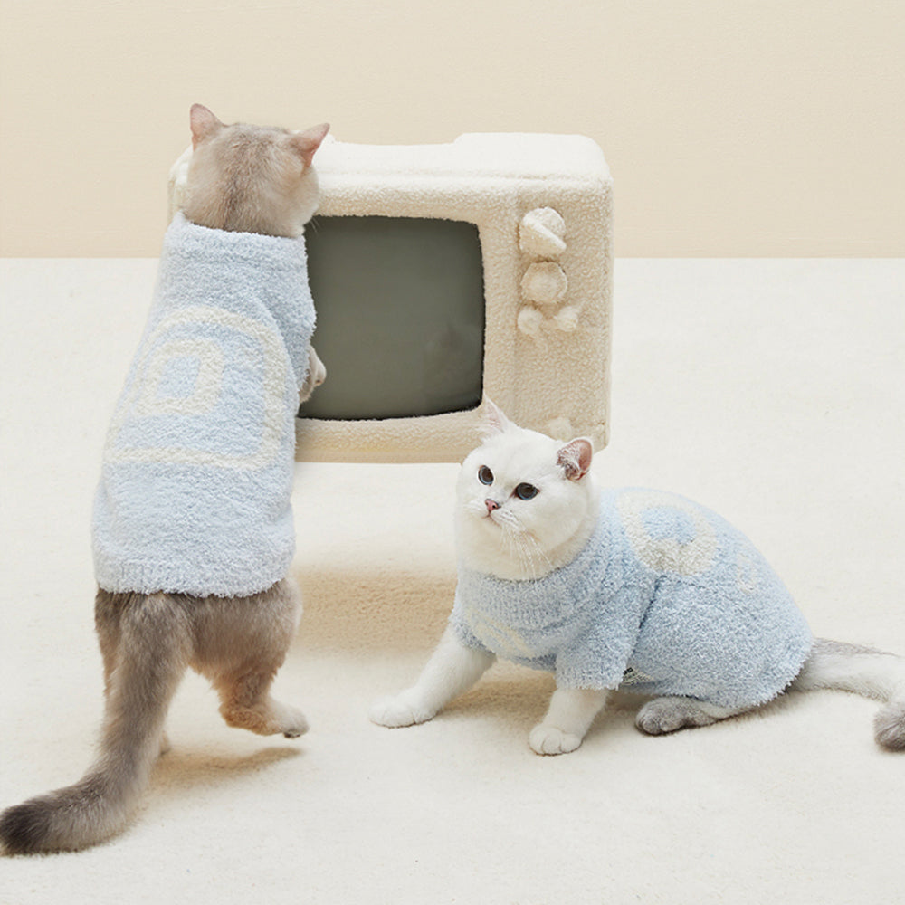 Gemütliches gestricktes passendes lockiges Plüsch-Loungewear-Set für Haustiere und Besitzer