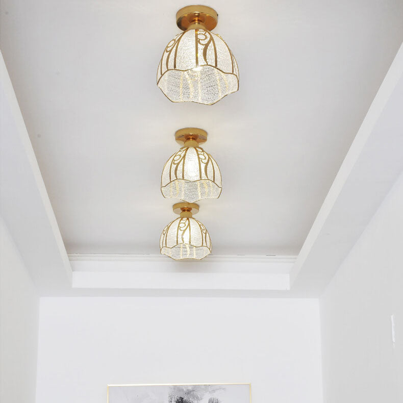 leichtes Luxusglas Gold 1-Licht Halbbodenmontage Deckenleuchte