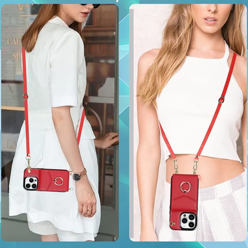 Frendorf | Leder Geldbörse Hülle mit Ring & Lanyard für iPhone