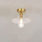 Frendorf | Lotuvia Japanische Vintage Deckenleuchte | Glas & Messing | Lotus Design | Semi-Flush-Mount
