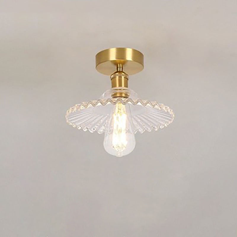 Frendorf | Lotuvia Japanische Vintage Deckenleuchte | Glas & Messing | Lotus Design | Semi-Flush-Mount