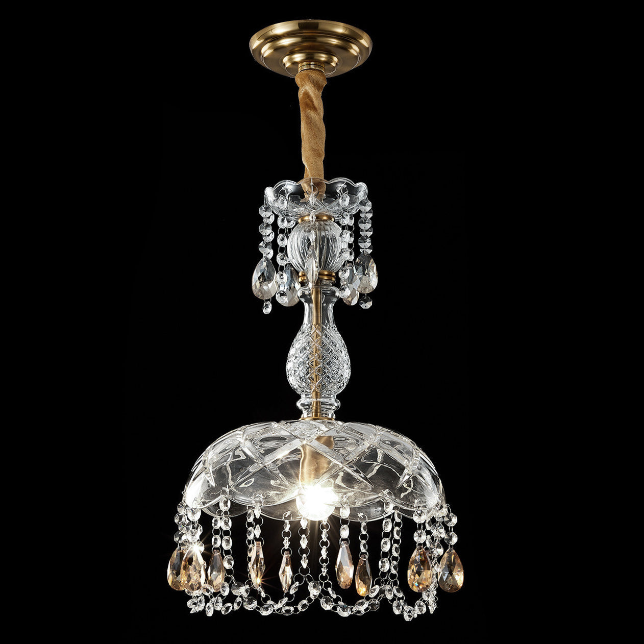 Frendorf | CrystalVive Pendelleuchte | Luxus Kristallkuppel | Moderne 1-Licht Hängelampe | Elegante Beleuchtung für Zuhause