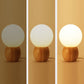 Frendorf | LuxeSphere Scandinavian Tischlampe | Holzsockel | Orb Glas-Design | Perfekt für Schlafzimmer & Wohnzimmer | Stimmungslicht
