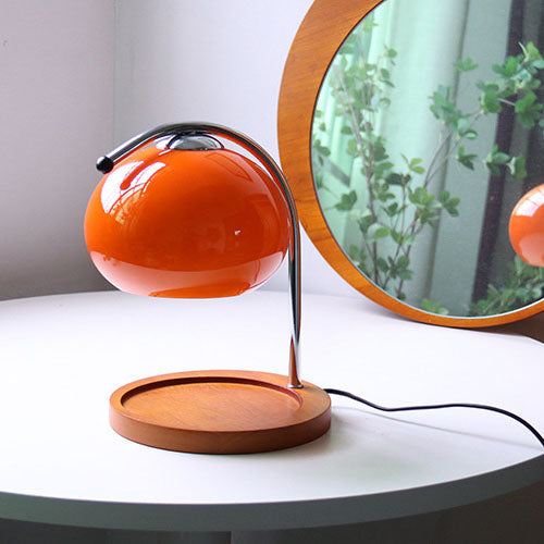 Frendorf | Melva Vintage Glasdom-Lampe mit Holzsockel | Schmelzendes Wachs | Dimmer | Stimmungslicht | Deko für Zuhause