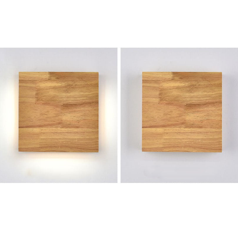 Frendorf | WabiLight Japanische Wabi-Sabi Holz-LED Wandlampe | Rechteckig oder Quadratisch | Warmes Ambiente