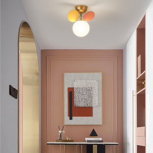 Frendorf | BloomLume Mid-Century Deckenleuchte | Blumen-Deko & Glas-Kugel | 1-4 Flammen | Modern & Stilvoll | Für Wohnzimmer