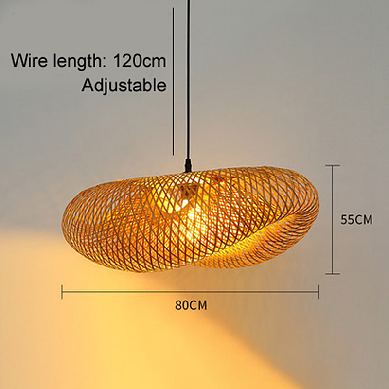 Rattan Gewebtes Bambus -Pendellicht - Led - Licht