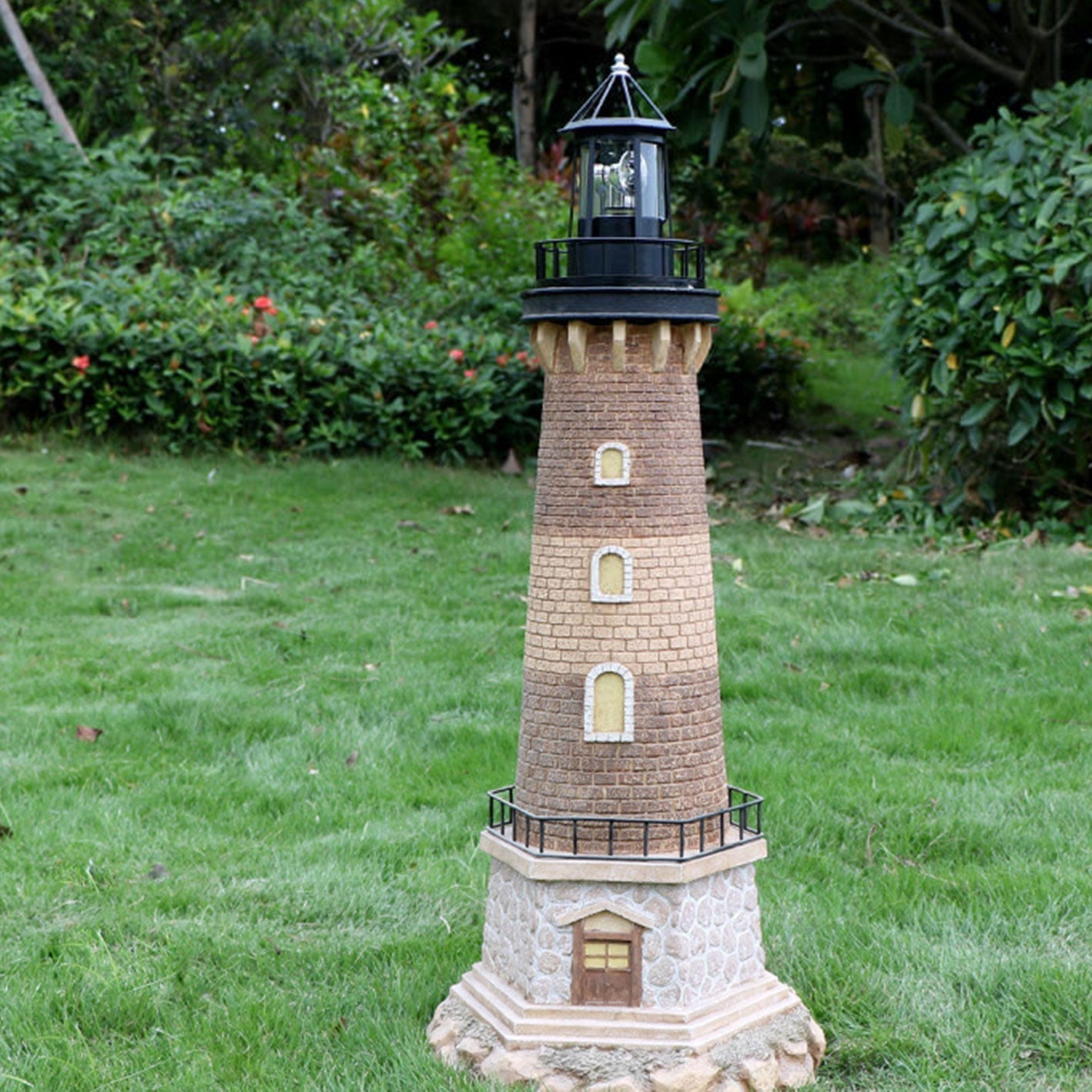 Frendorf | SolarTwist Rotierendes LED Solarturmlicht | Harz-Gartendekoration | Außenbeleuchtung