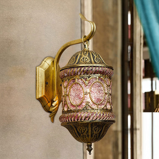 Frendorf | ZyraGlow Wandleuchte | Südostasiatisches Hohlmetall-Design | 1-flammige Lampe in Rosa