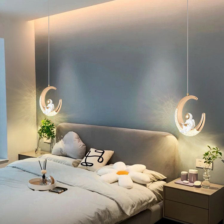 Frendorf | AstroMoon Kinder LED Pendelleuchte | Kreatives Astronautendesign | Mondlicht | Stimmungsvolle Beleuchtung