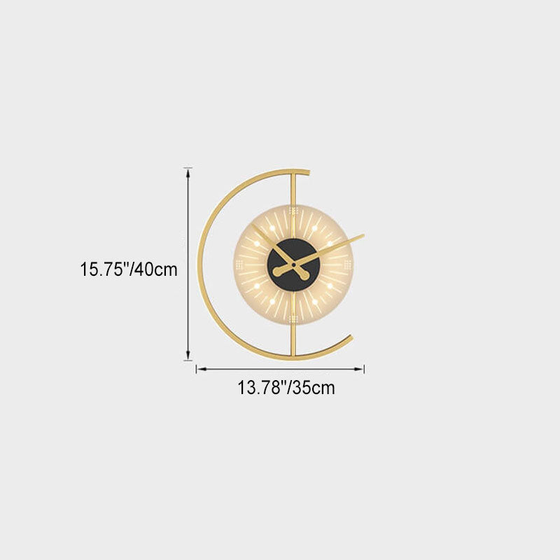 Frendorf | LumeClock LED Wandleuchte | Kreatives Uhrendesign | Goldrahmen | Stimmungsvolle Beleuchtung für Wohnzimmer