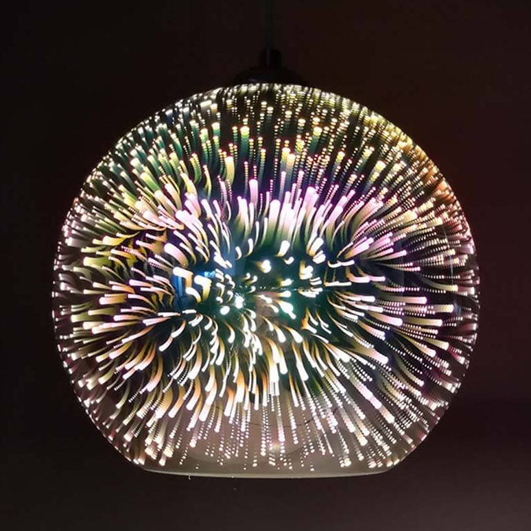 Frendorf | ElysianSpark 3D Creative LED Kronleuchter | 2/3 Lichter | Feuerwerksglas-Dome | Modernes Design | Stimmungslicht für Zuhause