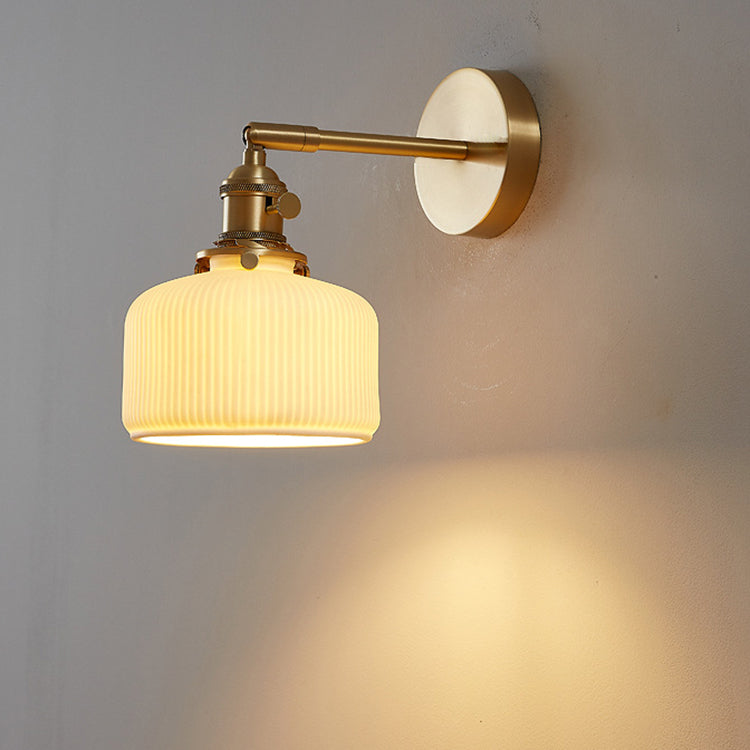 Frendorf | StripoLux Moderne Wandlampe | Minimalistische Keramik-Wandleuchte | Streifendesign | Ambientebeleuchtung