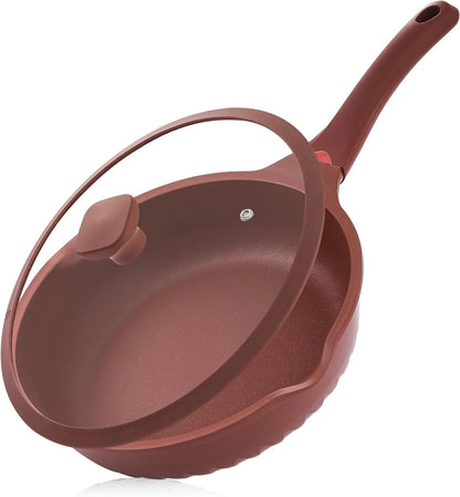 Frendorf | 30 cm Antihaft-Toxin-frei Keramik-Deep-Frying-Pfanne mit Deckel Kochgeschirr