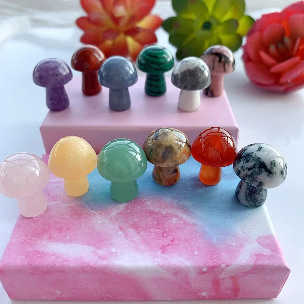 Frendorf | 12pc Natürliche Kristall Mini Pilz Geschenkbox