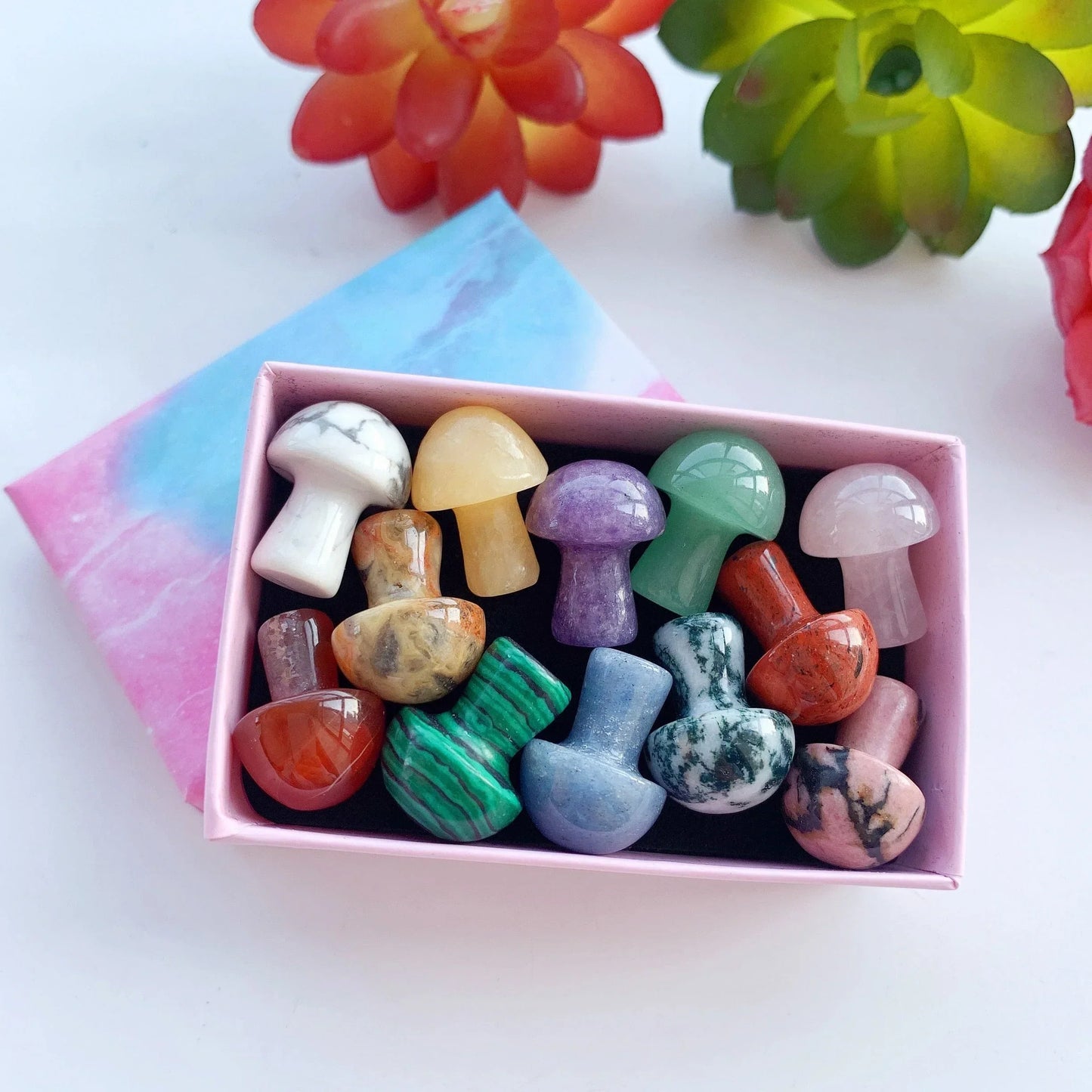 Frendorf | 12pc Natürliche Kristall Mini Pilz Geschenkbox