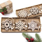 Frendorf | 12 Stück Vintage Holz Schneeflocke Weihnachtsbaum Dekor