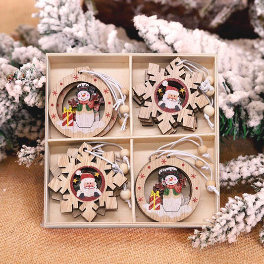 Frendorf | 12pcs Holz Weihnachtsbaum Anhänger Set