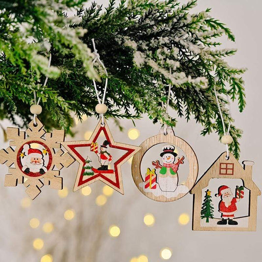 Frendorf | 12pcs Holz Weihnachtsbaum Anhänger Set