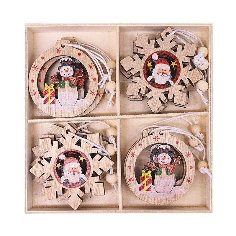 Frendorf | 12pcs Holz Weihnachtsbaum Anhänger Set
