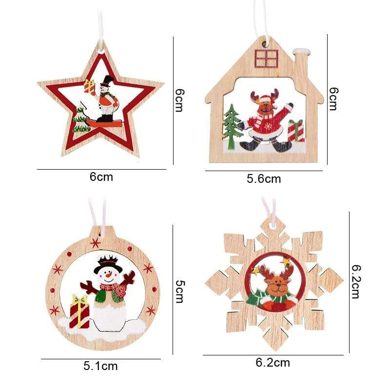 Frendorf | 12pcs Holz Weihnachtsbaum Anhänger Set