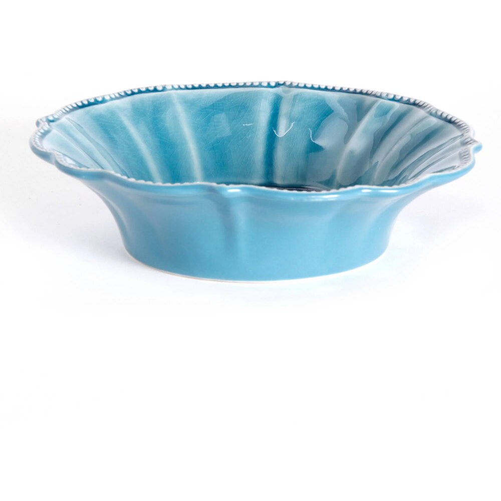 Frendorf | 12 Stück Essgeschirr Set Denim Keramikteller Serviergeschirr Sets